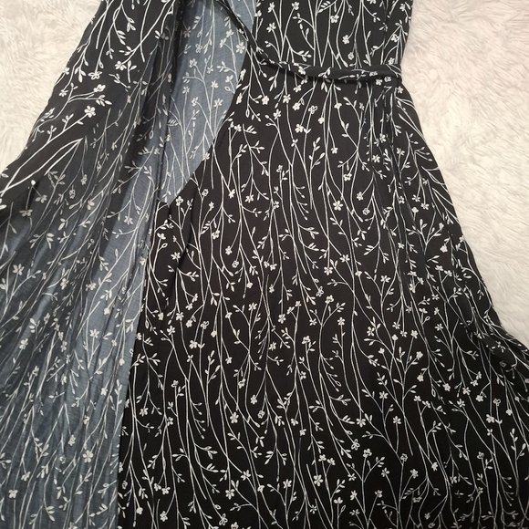Vintage K.C. Spencer New York Floral Black Wrap Maxi Dress Size 10 NWT - Picture 8 of 11
